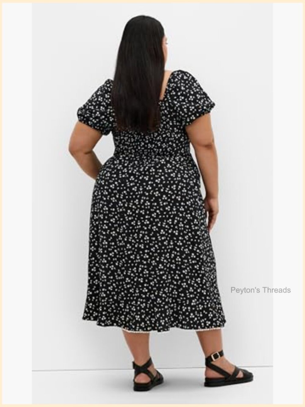Plus Size Cap Sleeve Midi Dress with Pockets & Removable Belt - Picture 2 of 5